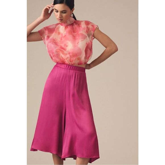 Anthropologie Pants - NEW By Anthropologie Raspberry Pull-On Pocket Silky Short Pants Culottes Small